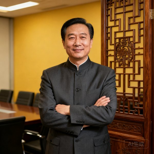 张维明，集团联合创始人兼亚太区总裁，一位四十余岁的华裔男性，身着深灰色中山装风格外套，双手交叉于胸前，背景为北京办事处会议室的中式屏风。